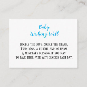 Blue Twin Baby Boys Wishing Well Baby Shower  Enclosure Card