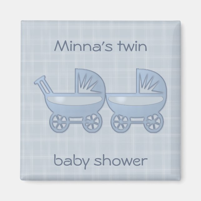 blue twin baby buggy magnet (Front)