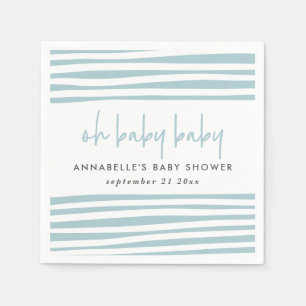 Blue twin baby shower typography modern party napkin