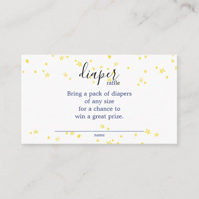 Blue Twinkle Little Star Baby Shower Diaper Raffle Enclosure Card (Front)