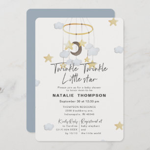 Blue Twinkle Little Star Boy Baby Shower Invitation