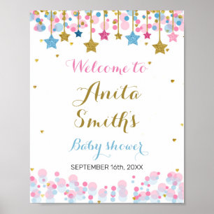 Blue Twinkle Twinkle baby shower welcome sign