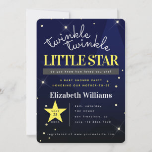 Blue   Twinkle Twinkle Little Star Baby Shower  Invitation