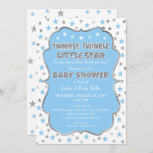 BLUE Twinkle Twinkle Little Star Baby Shower Invitation