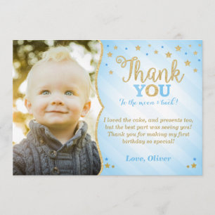 Blue Twinkle Twinkle Little Star Thank You Card