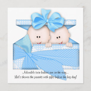 Blue TWINS Baby Shower Invitation or Announcement
