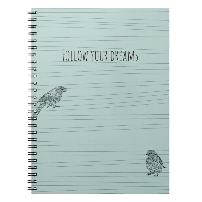 Blue Two birds following their dreams Notebook (Front)