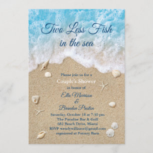 Blue Two Less Fish in the Sea Couple's Shower Invitation