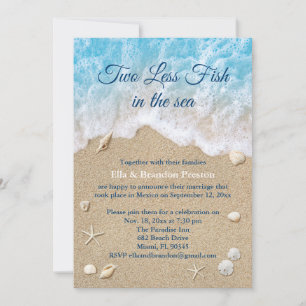 Blue Two Less Fish in the Sea Post Wedding Invitation