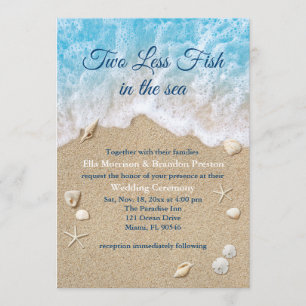Blue Two Less Fish in the Sea Wedding Invitation
