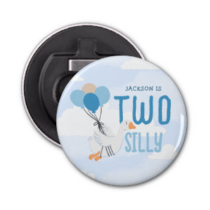 Blue Two Silly Goose 2nd Birthday Party Bottle Opener