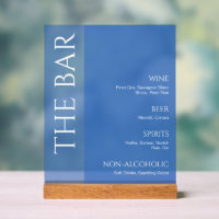 Blue Two Tone Wedding Bar Menu
