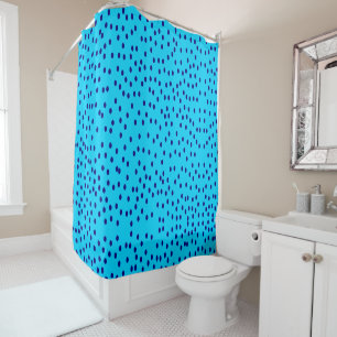 Blue Two Toned Polka Dots Shower Curtain