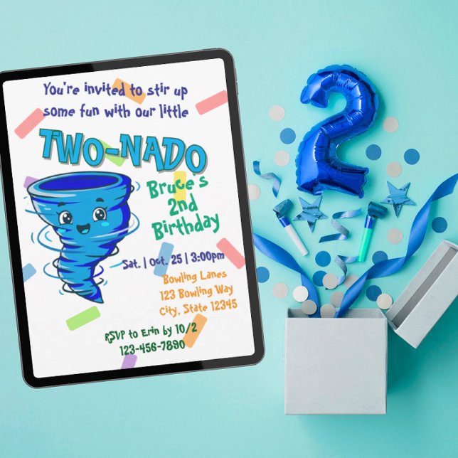Blue TwoNado, 2nd birthday invitation (Creator Uploaded)