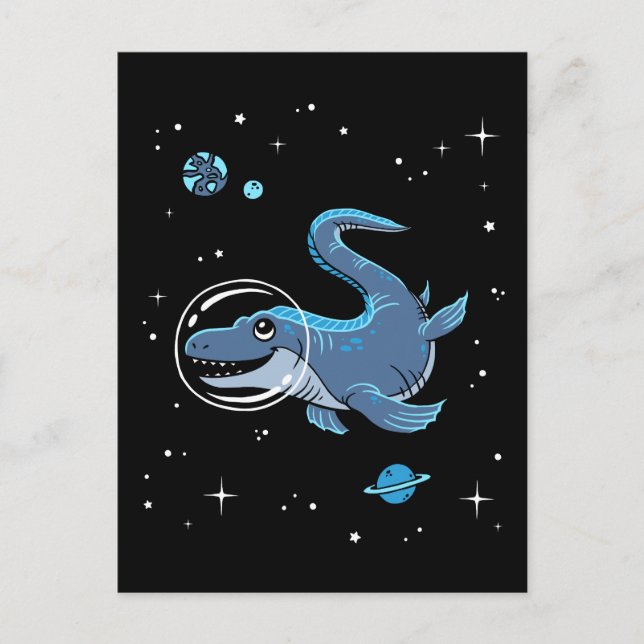 Blue Tylosaurus Dinos In Space Postcard (Front)