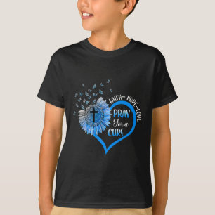Blue Type One Diabetes Heart Butterfly Religious T-Shirt