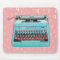 Blue Typewriter on Pink Mousepad