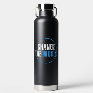 Blue Typographic Environmental Motivational Quote  Water Bottle