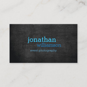 Blue Typography II on Black Wood Business Card