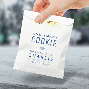 Blue Typography One Smart Cookie Graduation  Favour Bags