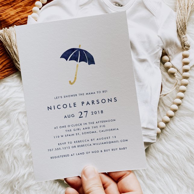 Blue Umbrella Baby Shower Invitation (Creator Uploaded)