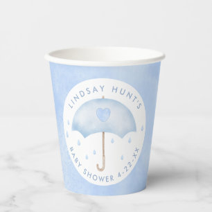 Blue Umbrella Baby Shower Paper Cups