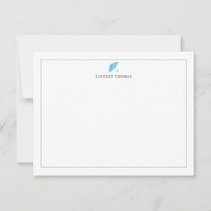 Blue Umbrella Border Personalised Stationery Card