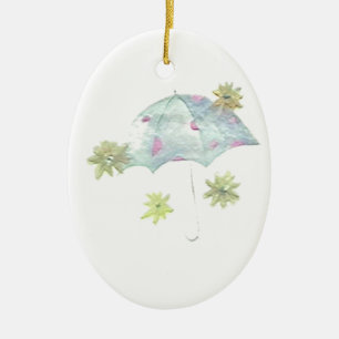 Blue Umbrella Ceramic Tree Decoration