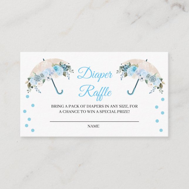 Blue Umbrella Diaper Raffle Enclosure Card (Front)