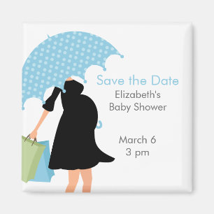 Blue Umbrella Mummy Baby Shower Magnet