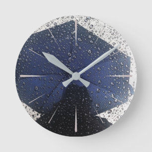 Blue umbrella round clock