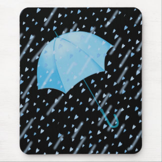 BLUE UMBRELLA SHOWERS OF LOVE by SHARON SHARPE Mouse Mat