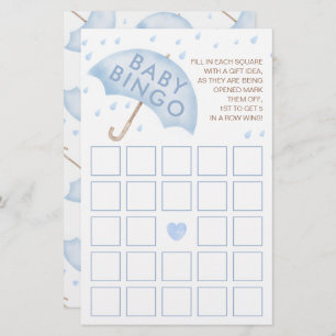 Blue Umbrella Sprinkle Baby Shower Bingo Game