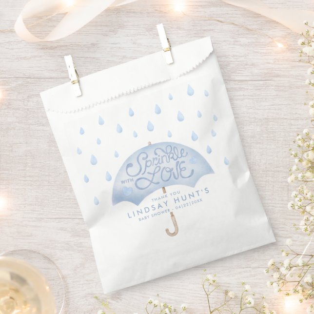 Blue Umbrella Sprinkle Baby Shower Favour Bags (Clipped)