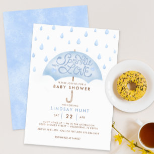 Blue Umbrella Sprinkle Baby Shower Invite