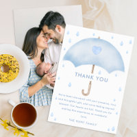 Blue Umbrella Sprinkle Baby Shower Thank You Card