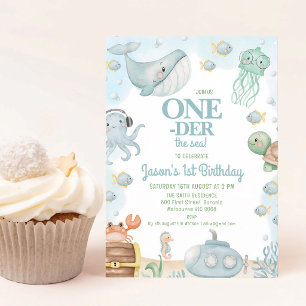Blue Under the Sea 1st Birthday Invitation