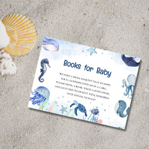Blue Under the sea baby shower Book Enclosure Card