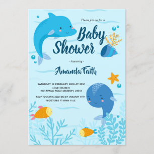 Blue Under the Sea Baby Shower for boy Invitation