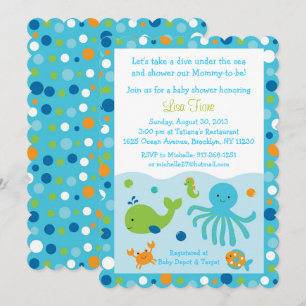 Blue Under the Sea Baby Shower Invitation