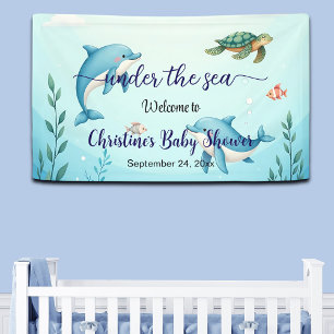 Blue Under the Sea Baby Shower Welcome Banner