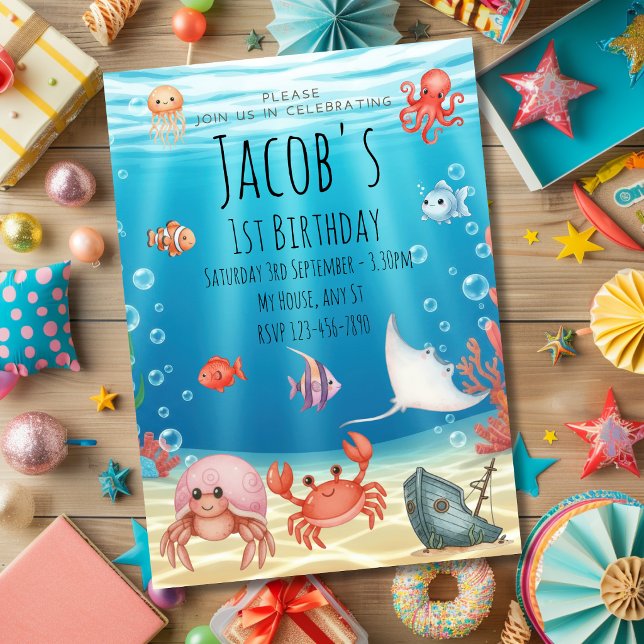 Blue Under the Sea birthday Invitation (Creator Uploaded)