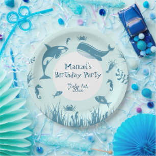 Blue Under the Sea Birthday Party Paper Plate