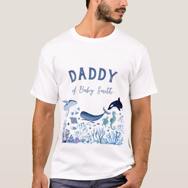 Blue Under the Sea Daddy of Baby Boy T-Shirt (Front)