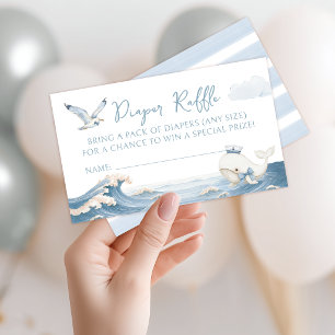 Blue Under the Sea Ocean Baby Boy Diaper Raffle  Enclosure Card