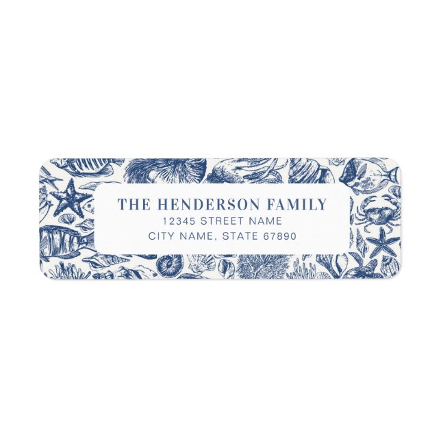 Blue Under the Sea Return Address Labels (Front)