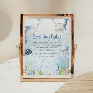 Blue Under the Sea Shower Don't Say Baby Sign
