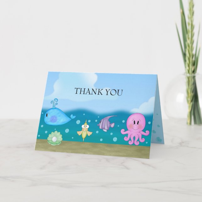Blue Under The Sea Thank You Card (Front)