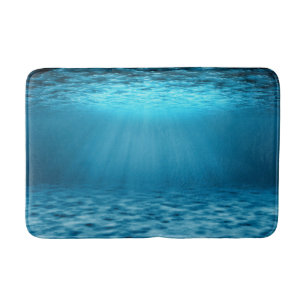 Blue Underwater Ocean Light Rays Bath Mat