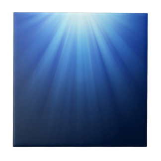 Blue Underwater Sun Rays Tile